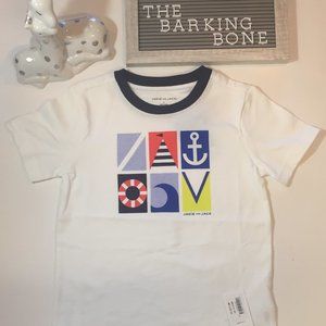 ✨JANIE & JACK NAUTICAL PRINT WHITE BOAT TEE SZ 3✨